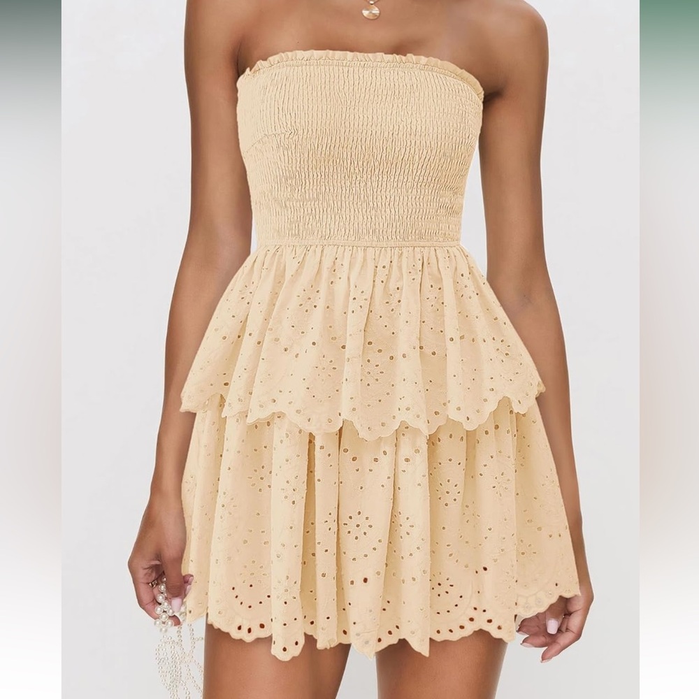 BTFBM Strapless Mini Hollow Out Dress - XXL